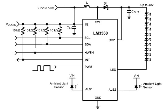 采用LM3530的白光LED驱动电路