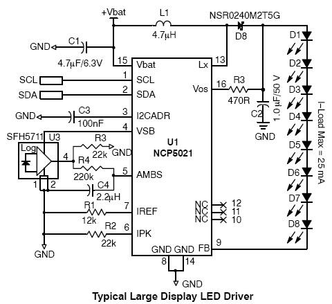 NCP5021高压白光LED驱动电路