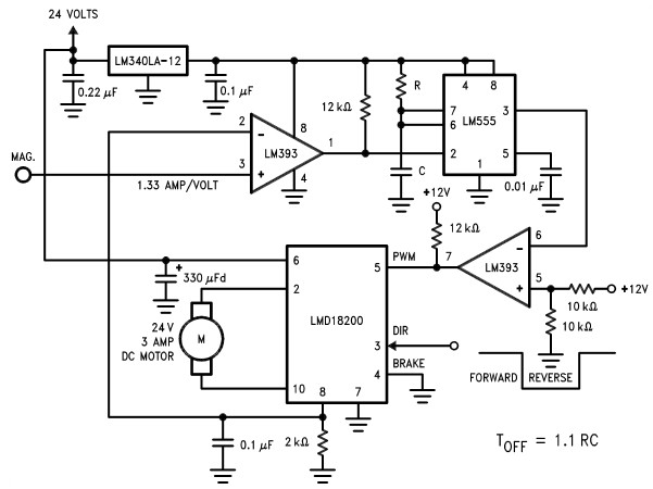 使用LMD18200运动控制器的电机控制器电路图