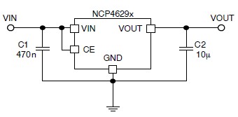 使用 NCP4629 低压差稳压器的 12V DC 500mA