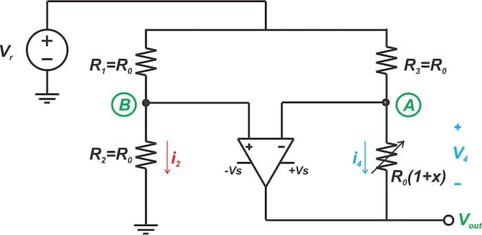 说明电阻传感器电桥模拟线性化的电路