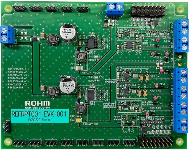使用 ROHM BD9P 系列作为初级电源和 BD9S 系列作为次级电源的参考设计。
