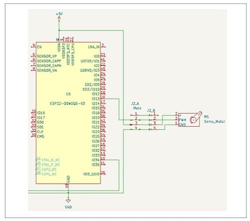 部分电子电路原理图：M5StackESP32微控制器附带的伺服电机。
