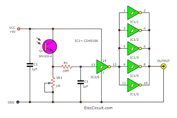 简单的光电晶体管光控制器电路