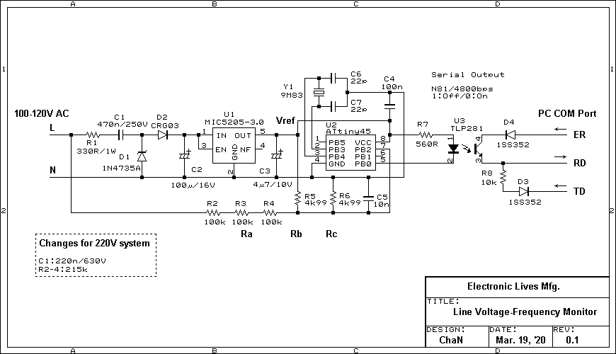 线路电压频率监测仪电路