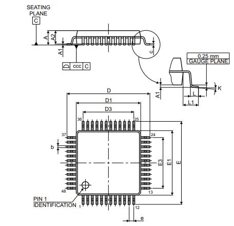 STM32L443CCT6封装图