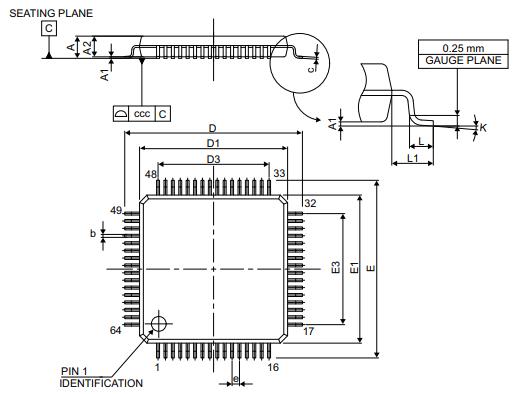 STM32L151RBT6A封装图