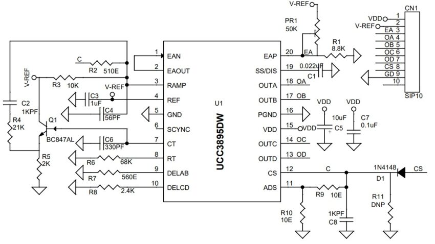 高级相移 PWM 控制器 UCC3895 的载板