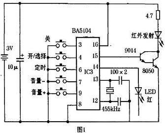 专业揭秘：基于 BA5104/BA8206 的音响遥控电路图