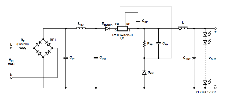 使用 LYTSwitch-0 系列的非隔离电源