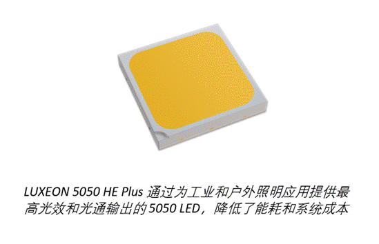 Lumileds 推出全新 LUXEON 5050 HE Plus LED，为户外和工业照明提供 199 流明/瓦