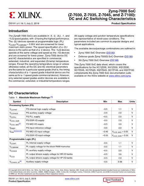 XC7Z100-2FFG900I数据手册封面
