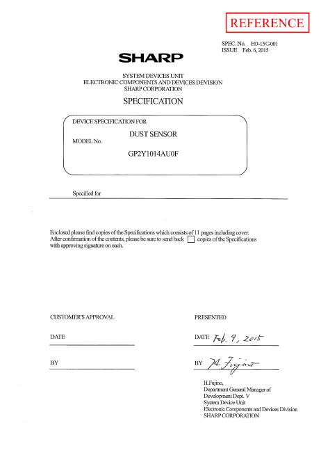 GP2Y1014AU0F數(shù)據(jù)手冊(cè)封面