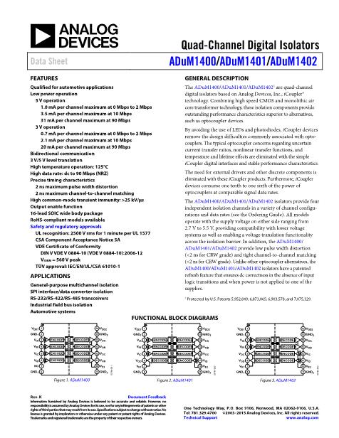 ADUM1401WSRWZ-RL数据手册封面