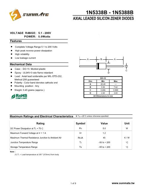 1N5351B數(shù)據(jù)手冊(cè)封面