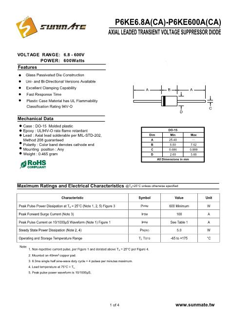 P6KE24CA數據手冊封面