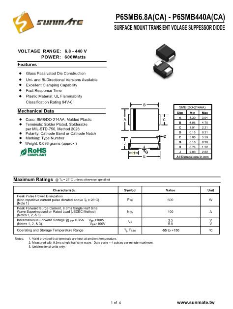 P6SMB180CA數(shù)據(jù)手冊(cè)封面