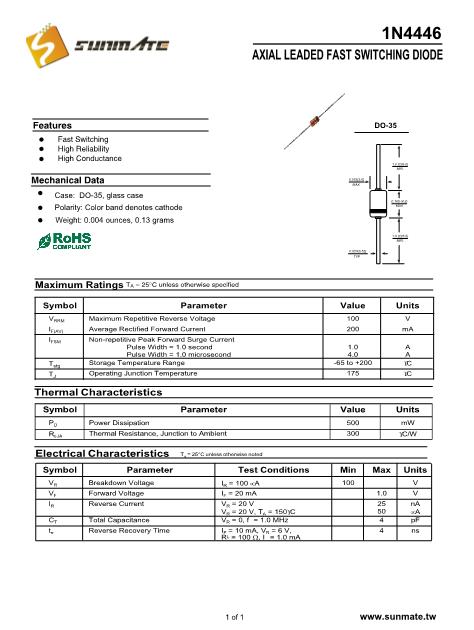 1N4446數(shù)據(jù)手冊(cè)封面