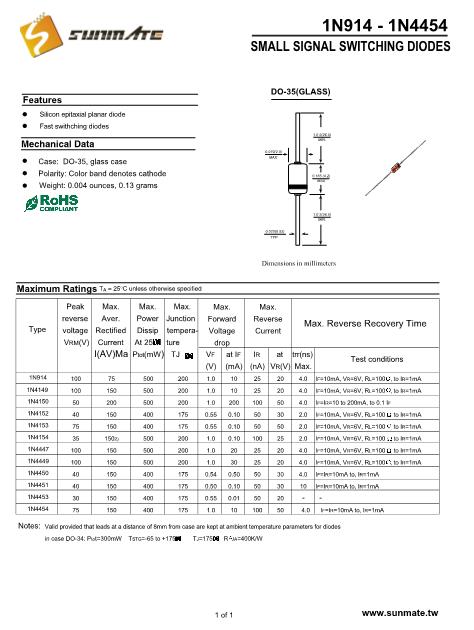 1N4447數(shù)據(jù)手冊(cè)封面