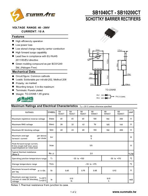 SB1045CT數(shù)據(jù)手冊封面