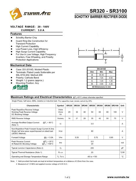 SB340數(shù)據(jù)手冊封面