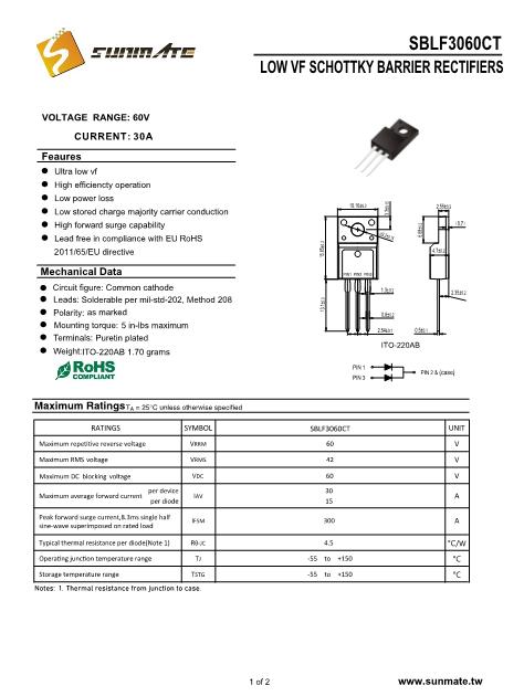SBLF3060CT数据手册封面