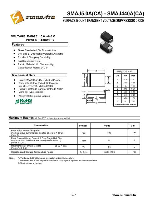 SMAJ190CA數(shù)據(jù)手冊(cè)封面