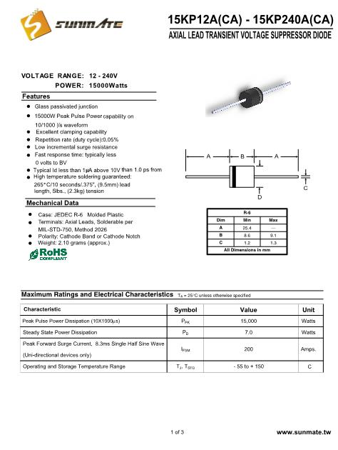 15KP75CA數(shù)據(jù)手冊封面