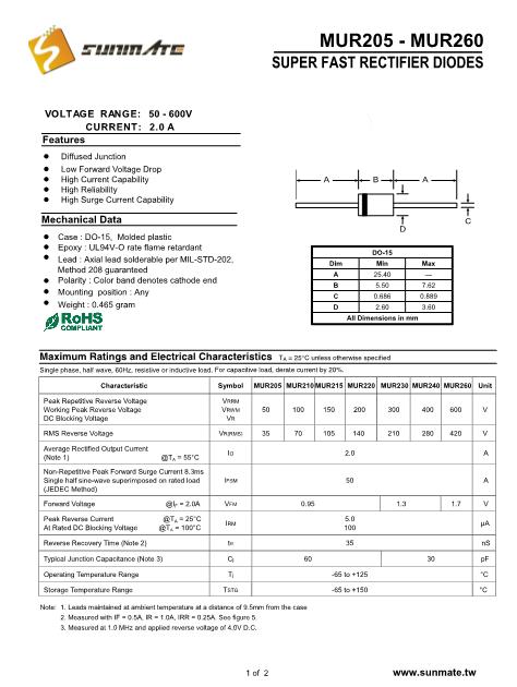 MUR240數(shù)據手冊封面