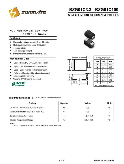 BZG01C4V7數(shù)據(jù)手冊封面