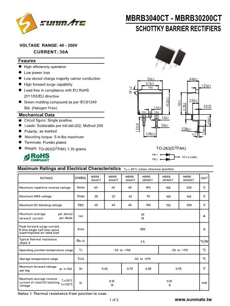 MBRB30200CT數(shù)據(jù)手冊封面