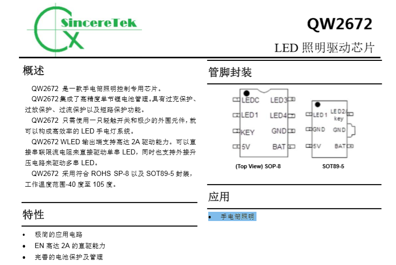 QW2672  2019-09 LED 照明驱动芯片