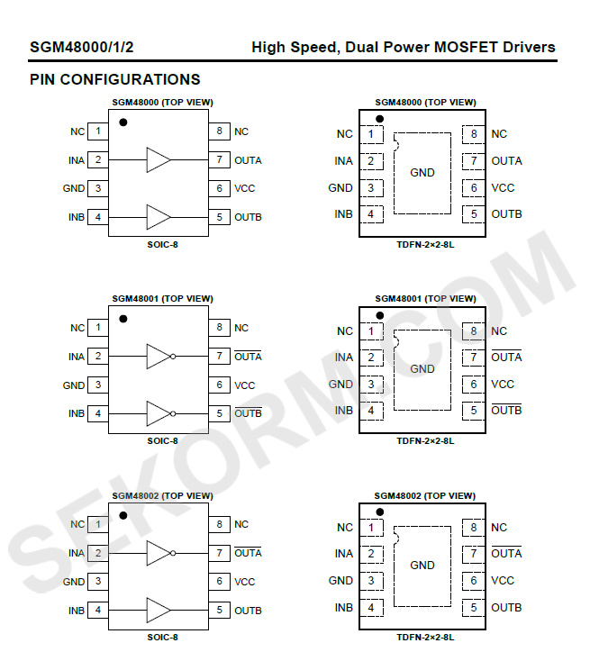高速双功率MOSFET驱动器SGM48000，深圳热销