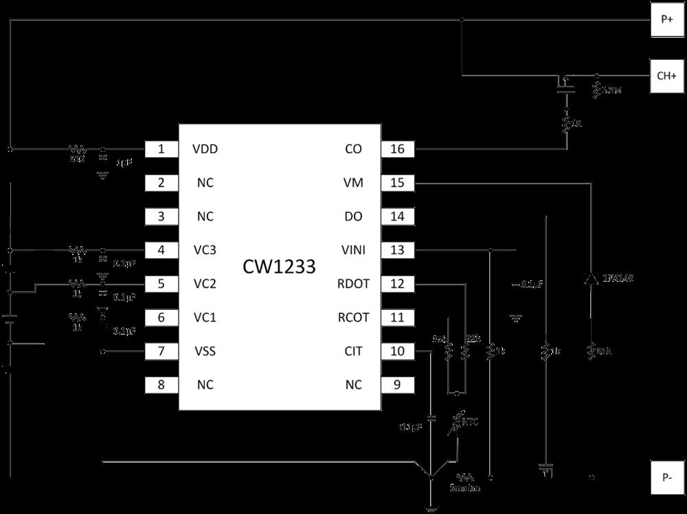 CW1233三通道电池组监视器IC