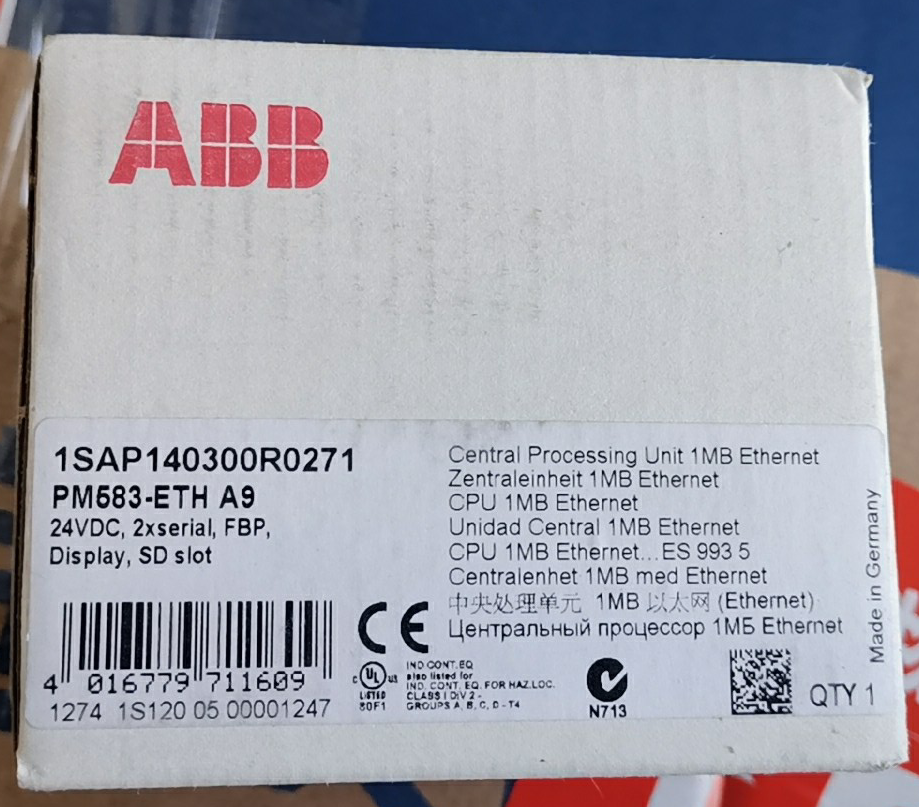 ABB  PLC控制器1SAP140300R0271  3AFE00029566   PM583-ETH  A9