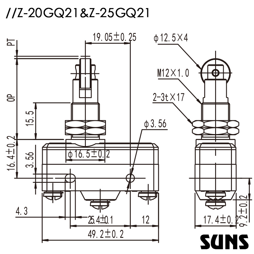 SUNS美国三实速动开关Z-20GQ21/Z-25GQ21防尘微动开关