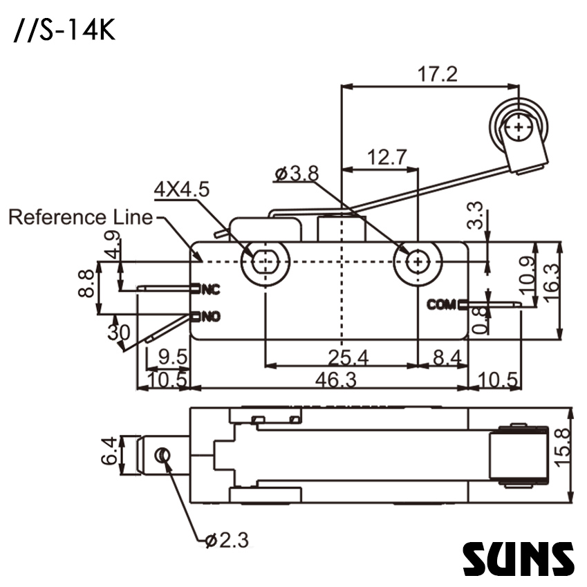 SUNS美国三实小型速动开关S-14K通用型微动开关 灵敏开关