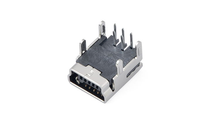 FUS130 Mini 90°插件 5触点母座 USB连接器