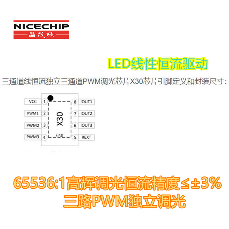 X30 三路调光 线性恒流芯片 LED照明电源