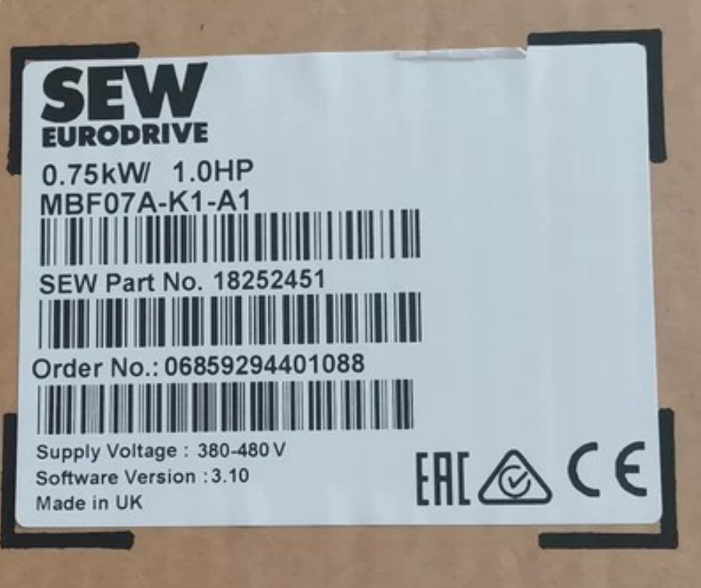 SEW  EURODRIVE变频器 MBF07A-K1-A1   0.75KW  18252451