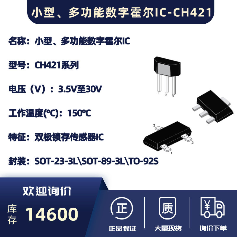 小型、多功能数字霍尔IC-CH421系列