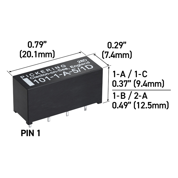 Pickering 101系列 CMOS直接驱动 高压 SIL/SIP 舌簧继电器