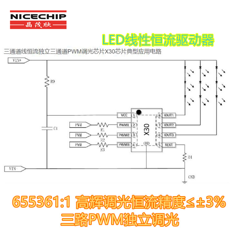 X30 350mA PWM調(diào)光 三路線性恒流驅(qū)動(dòng)器