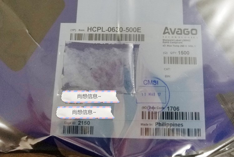 HCPL-0630-500E Avago SOP8 进口 高速光耦合器 10MBd 2Ch 5mA