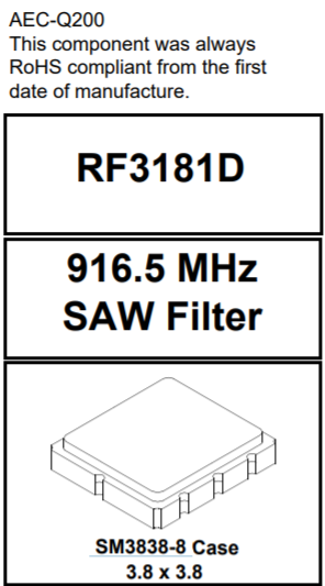供应声表滤波器 RF3181D  GPS 