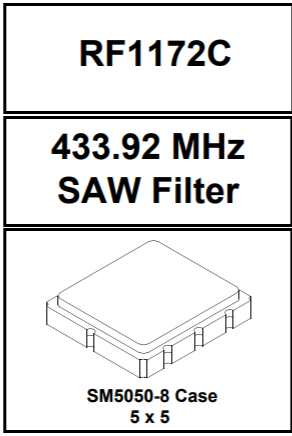 供应RFMi/Murata声表滤波器SAW RF/IF Filters RF1172C GPS 北斗 天线 