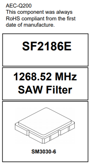 RFMi声表滤波器433.92MHz SF2186E GPS 