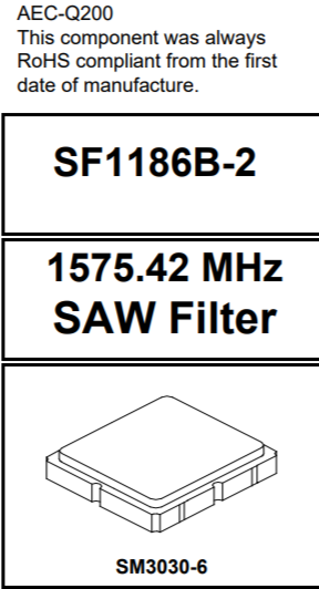 RFMi SAW滤波器SF1186B-2 频率1575.42MHz  GPS