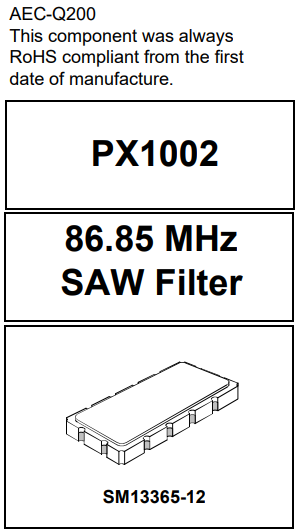 RFMiźŵ˲PX1002  86.85 MHz SAW Filter  TDMA