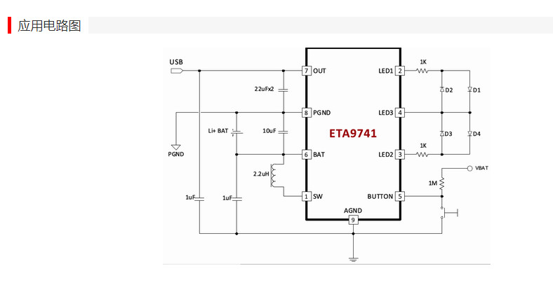 供应ETA9741E8A-移动电源充放电芯片